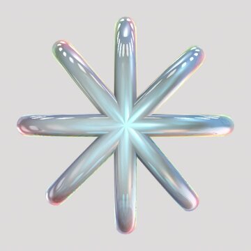 Abstract holographic crome textured animated 3d shape on alpha transparent background rotating. Seamless loop