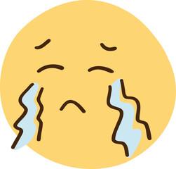 crying emoji, kawaii emoticon, cute doodle outline