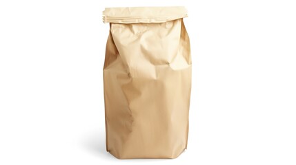 Front view of blank snack paper bag package isolated on white with clipping path : Generative AI