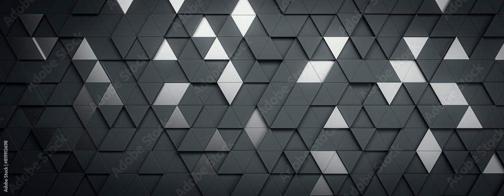 Poster abstract pattern of black and gray triangles on a seamless surface, representing a modern and creati