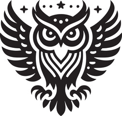 Fototapeta premium Eagle owl abstract minimal vector illustration logo or icon, clip art, drawing isolated on white background