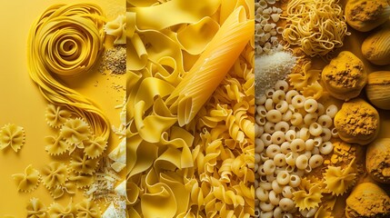 Pasta Concept Photo Collage Can be used for visual stand display brochures flyer : Generative AI
