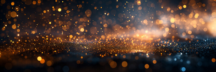 A blurry image of gold and black sparkles with a mood of mystery and intrigue