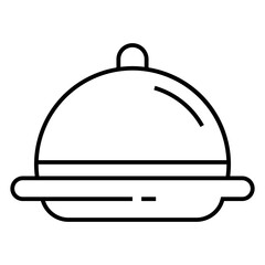 Waiter hand holding cloche serving plate icon for food apps and websites