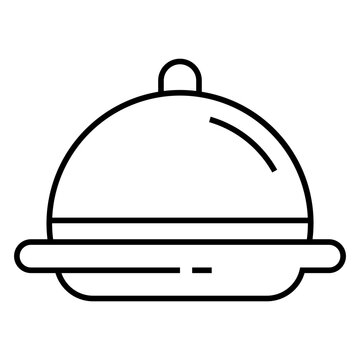 recommend clip art: Waiter hand holding cloche serving plate icon for food apps and websites
