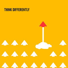 red paper plane that thinks differently than others.
business creativity new idea discovery innovation technology. new year idea concept.