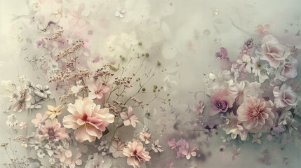 Neatly arranged pastel flowers, Different species of flowers