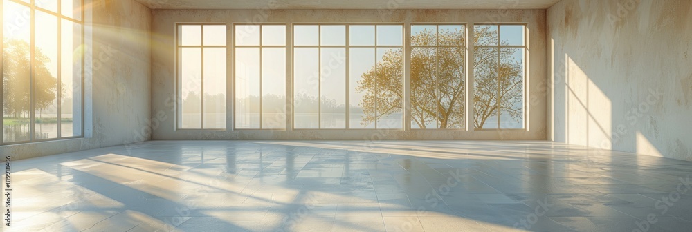 Poster Room with tree visible through large windows
