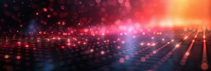 Fototapeta premium Multicolored lights create a blurred effect against a black backdrop