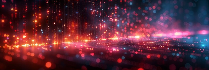 Fototapeta premium Colorful lights illuminate dark space in abstract pattern