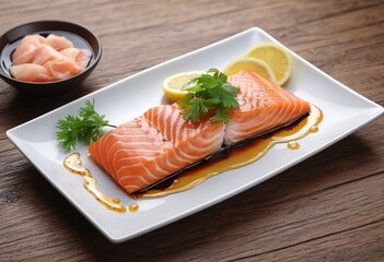 Fresh and Flavorful: Salmon Sashimi with Lemon and Soy Sauce