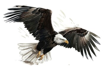 Obraz premium Majestic bald eagle soaring through the sky, perfect for wildlife enthusiasts