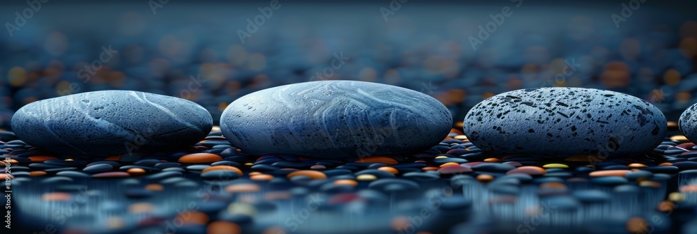 Poster several rocks positioned closely together in a neat cluster