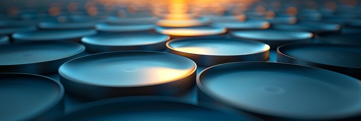 Group of concrete circles arranged on top of a flat surface