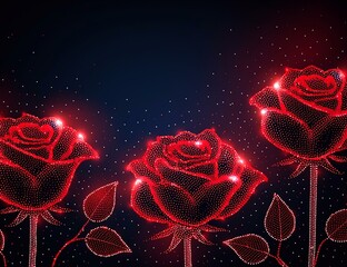 red rose on silhouette in a nightscape background