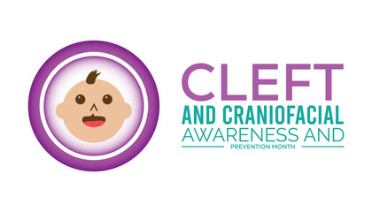 national cleft and craniofacial awareness and prevention month observed every year in July. Template for background, banner, card, poster with text inscription.