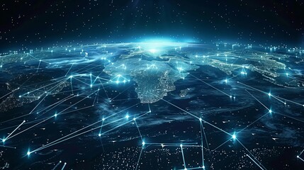 Obraz premium Generate an image illustrating the seamless flow of information in a global context