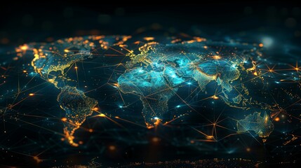 Generate an image illustrating the seamless flow of information in a global context