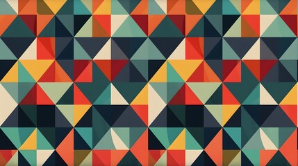 Vibrant Geometric Mosaic Pattern with Contrasting Triangular Shapes and Colors