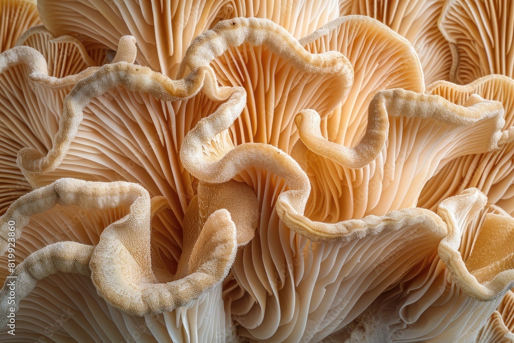 Aufkleber a close up of a large mushroom with a fuzzy texture. the mushroom is orange and he is a type of fung
