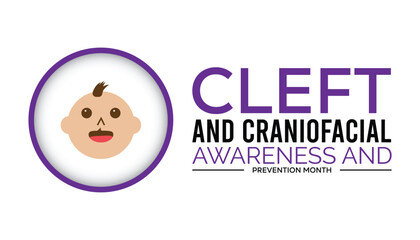 national cleft and craniofacial awareness and prevention month observed every year in July. Template for background, banner, card, poster with text inscription.