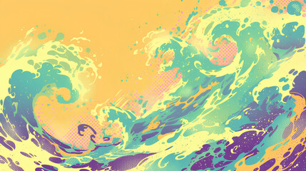 sea waves print dot pattern halftone background