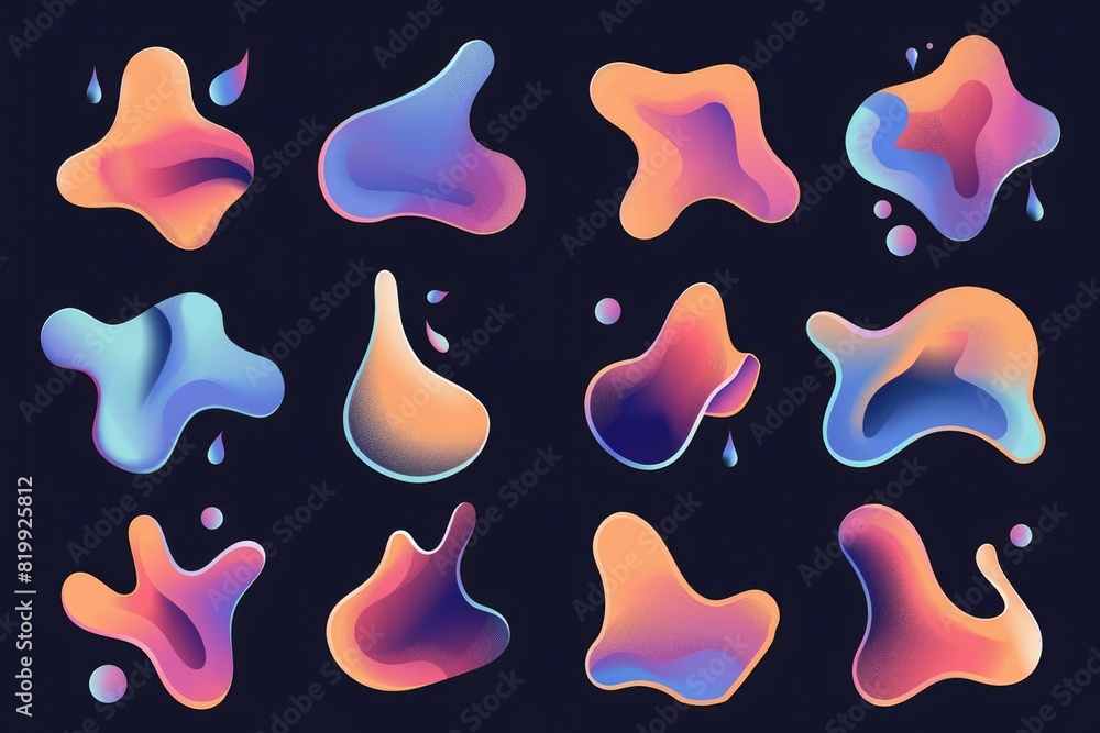 Poster image of different shapes on a black background. suitable for graphic design projects