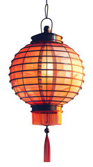 Fototapeta premium A Chinese lantern hanging from the ceiling, illuminating the space with soft light