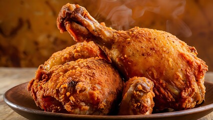 A mouthwatering food photography featuring a golden, crispy Southern Fried Chicken.