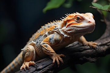 Bearded dragon on the branch