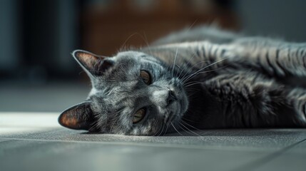 A peaceful cat laying with eyes closed. Suitable for pet lovers