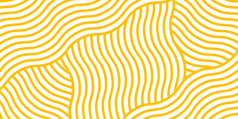 Pattern with elements of yellow noodles on white. Abstract background with spaghetti in graphic form. Design for a Chinese cafe restaurant