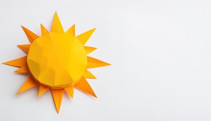 life, light, energy, and spirituality concept of paper origami isolated on white background of the sun with smiley face with copy space, simple starter craft for kids