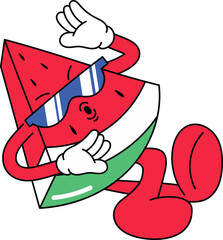 Groovy watermelon slice character illustration vector
