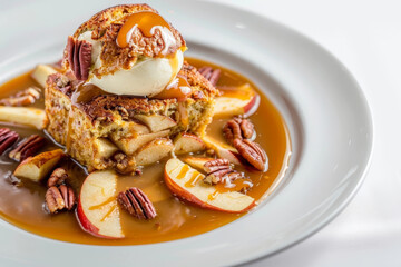 Decadent Apple Bread Pudding with Caramel Sauce