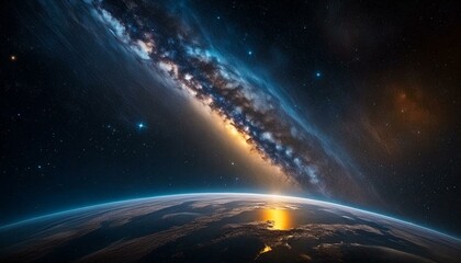 "Cosmic Beauty: Stunning Image of Earth and the Milky Way in Space"



