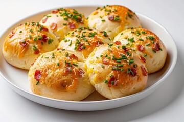 Delightful Homemade Bacon, Cheese and Chive Buns with Buttery Crust