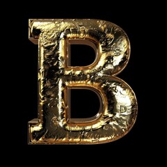 b capital letter in gold metal on a dark background