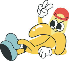 Groovy banana character illustration vector