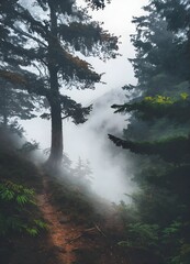 misty morning in the forest