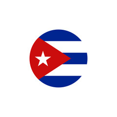 Round Cuba flag emblem vector illustration