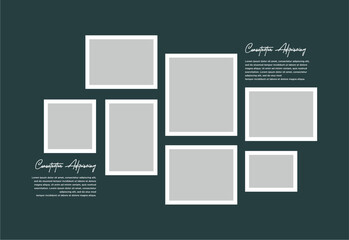 Pictures or photos frame collage. comics page grid layout abstract photo frames and digital photo wall template