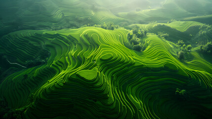 Fototapeta na wymiar Aerial view of green mountain range