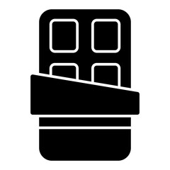 Chocolate bar with squares in wrapper vector icon for apps and websites