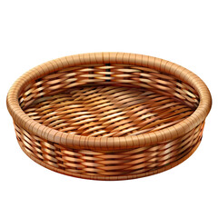 Wicker tray with woven design isolated on white and transparent background