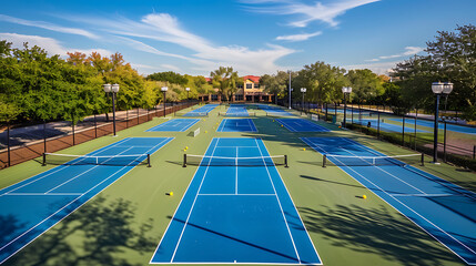 Aerial view of pickleball courts 