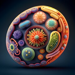 Naklejka premium Vibrant 3D of Detailed Bacterial Cellular Structure