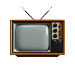 Vintage Retro Television TV. Flat wooden color television with antenna icon symbol sign isolated on transparent background. Vector stock illustration