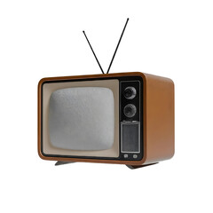 Vintage Retro Television TV. Flat wooden color television with antenna icon symbol sign isolated on transparent background. Vector stock illustration