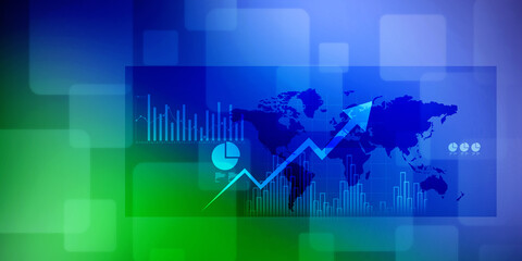 2d illustration Stock market online business concept. business Graph 